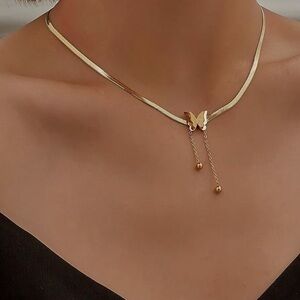 Elegant Gold Butterfly Snake Chain Necklace